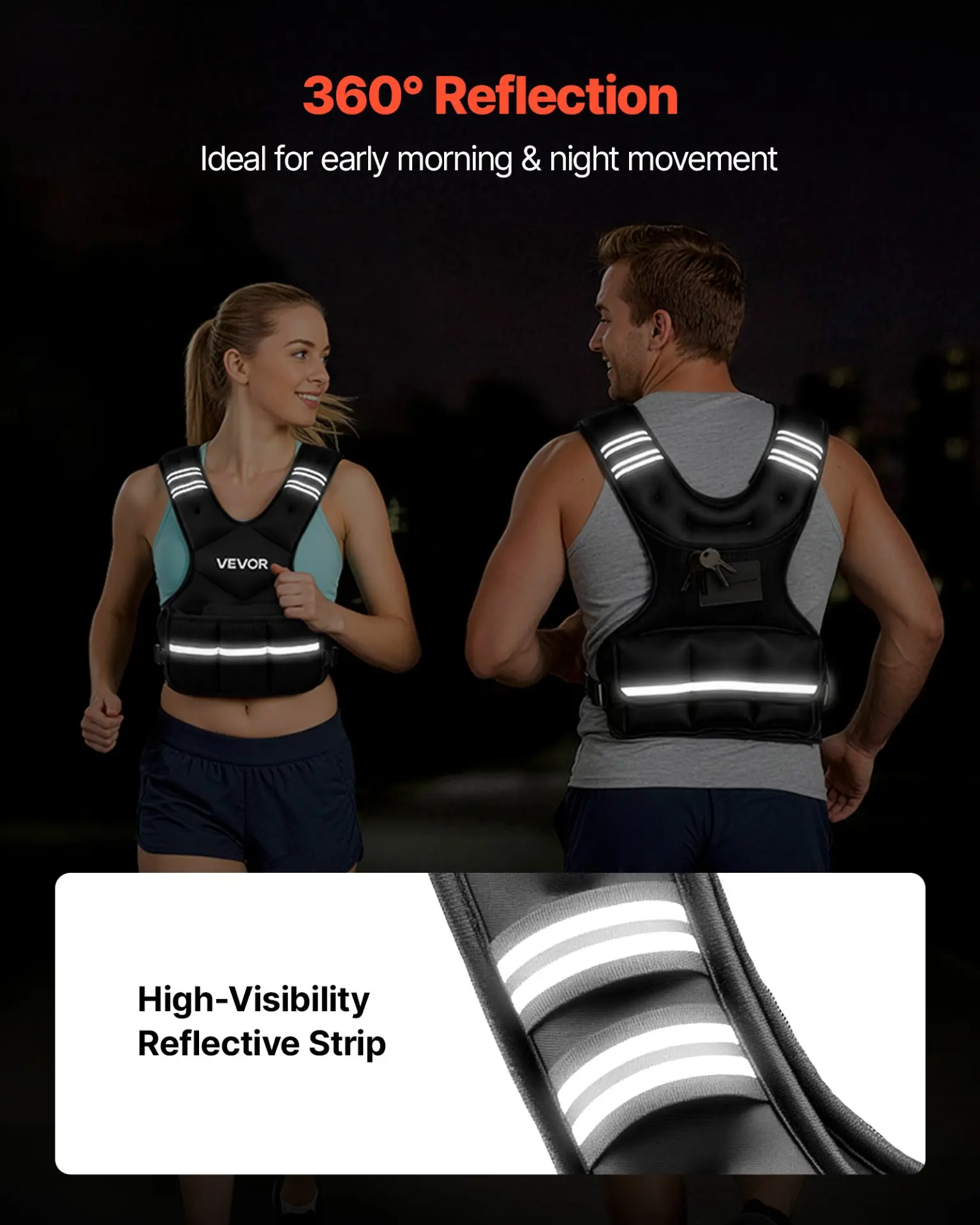 VEVOR Adjustable Weighted Vest, 11-20lb Weight Vest with 6 Ironsand Weights and Reflective Stripe, Body Weight Vest Exercise Set for Men Women, Workout Equipment for Strength Training Running Jogging - Image 14