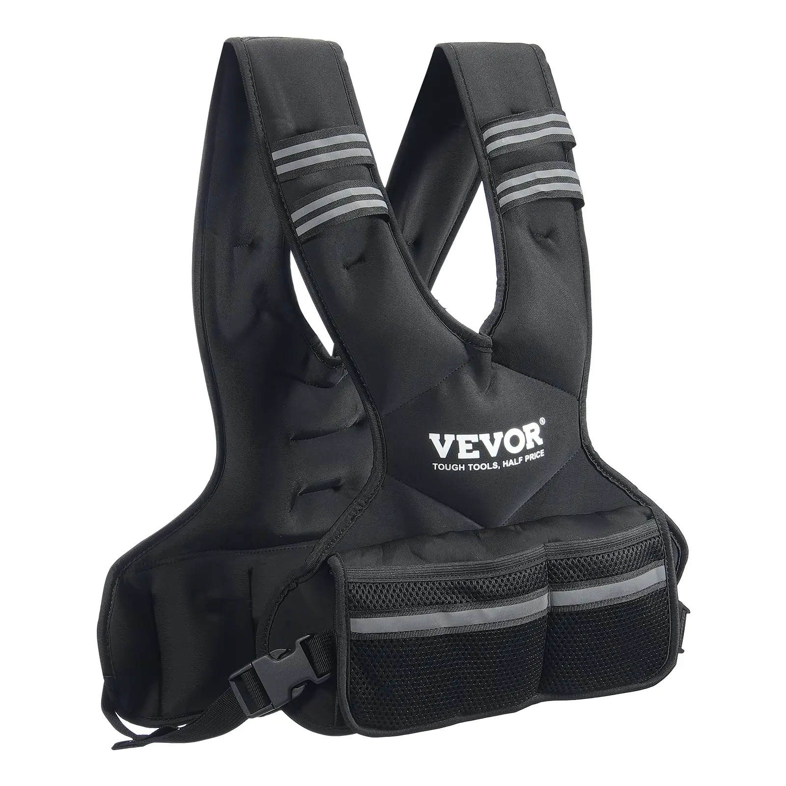VEVOR Adjustable Weighted Vest, 11-20lb Weight Vest with 6 Ironsand Weights and Reflective Stripe, Body Weight Vest Exercise Set for Men Women, Workout Equipment for Strength Training Running Jogging - Image 8