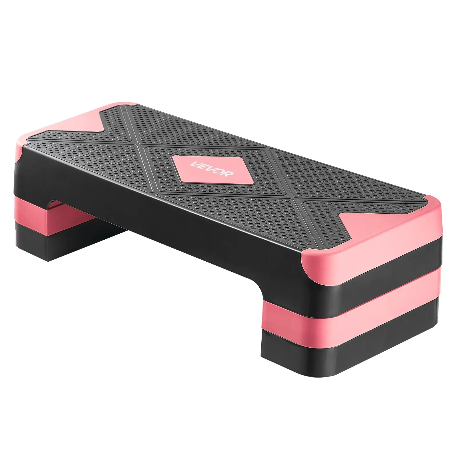 VEVOR Aerobic Exercise Step Platform, 28-Inch Workout Aerobic Stepper, Height Adjustable Fitness Training Step Deck Trainer with 4 Risers, Non-Slip Surface Bench for Home Gym Cardio Strength, Red - Image 8