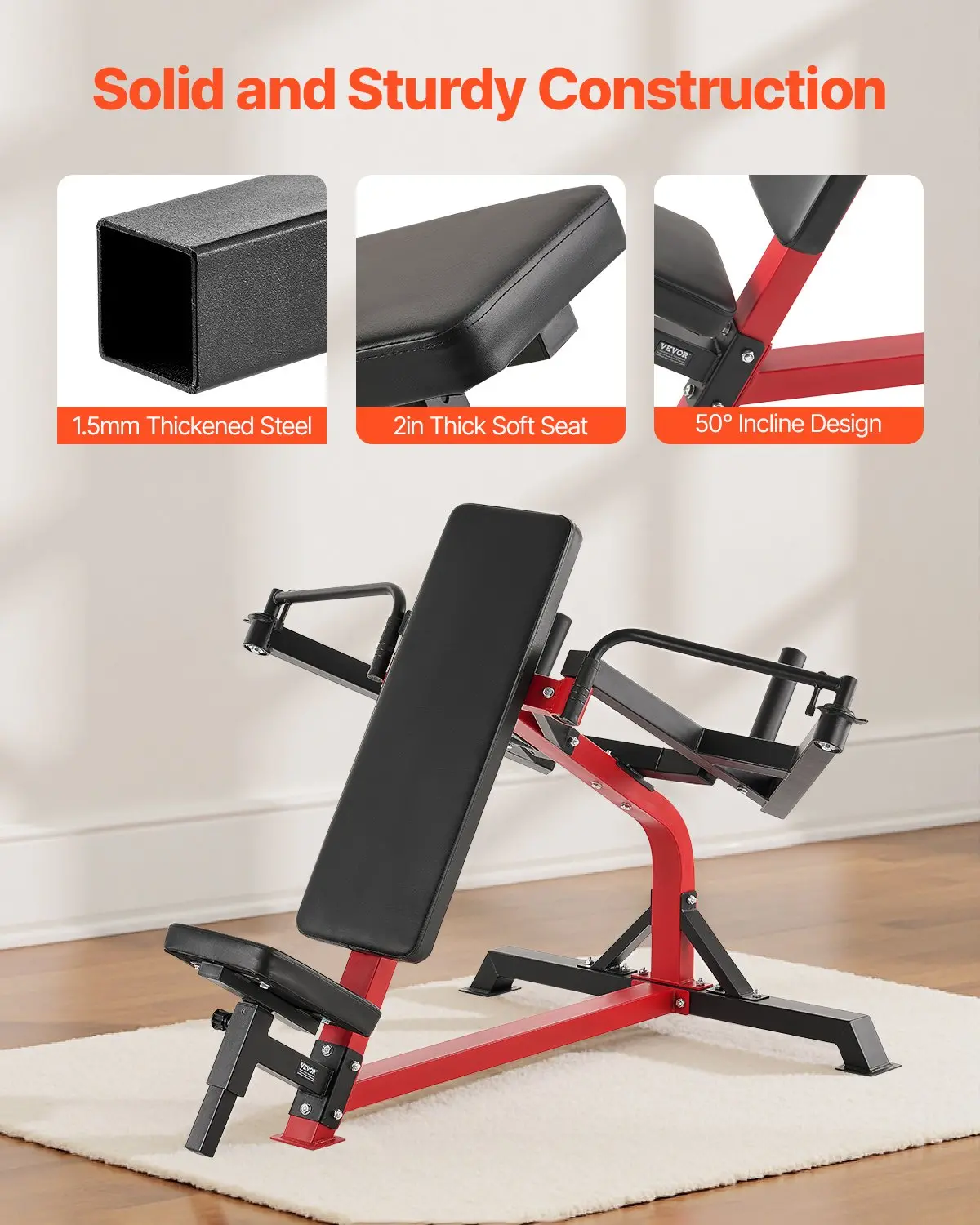 VEVOR Incline Chest Fly and Rear Delt Fly Machine, 450 LBS Chest Machine, Adjustable Fitness Chest Bench Set, Home Gym Equipment for Upper Body Strength Training Machine - Image 4