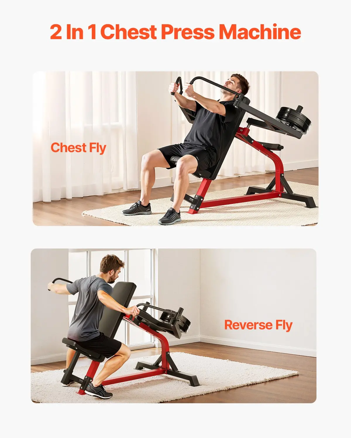 VEVOR Incline Chest Fly and Rear Delt Fly Machine, 450 LBS Chest Machine, Adjustable Fitness Chest Bench Set, Home Gym Equipment for Upper Body Strength Training Machine - Image 5
