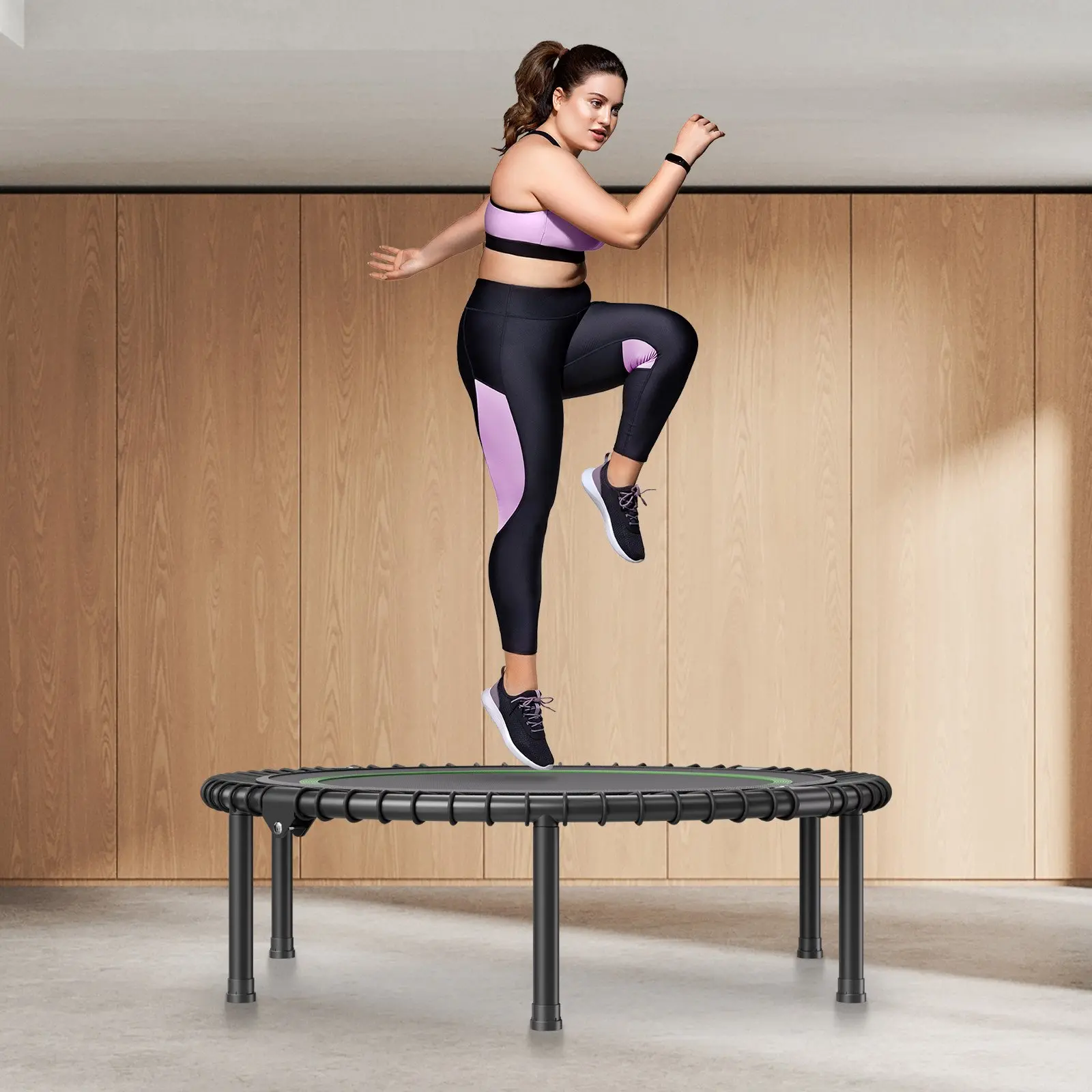 VEVOR Foldable Mini Trampoline, 40 Inch Fitness Rebounder, Max Load 330 lbs Exercise Trampoline, Stable & Quiet Indoor Small Workout Trampoline, Mini Trampoline for Adults Indoor/Garden Workout - Image 7